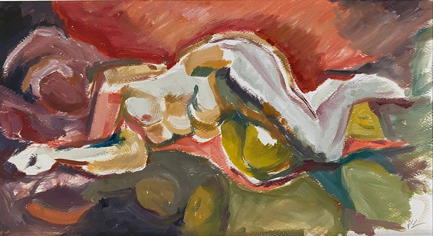 'chromatic greys study after Hitchens' mounted original oil on paper