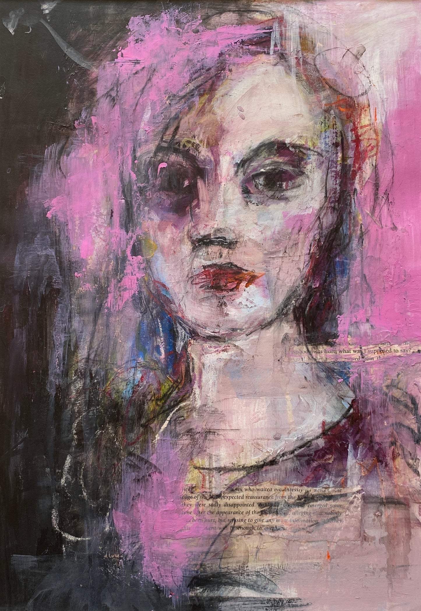 'waited breathlessly' mixed media original painting