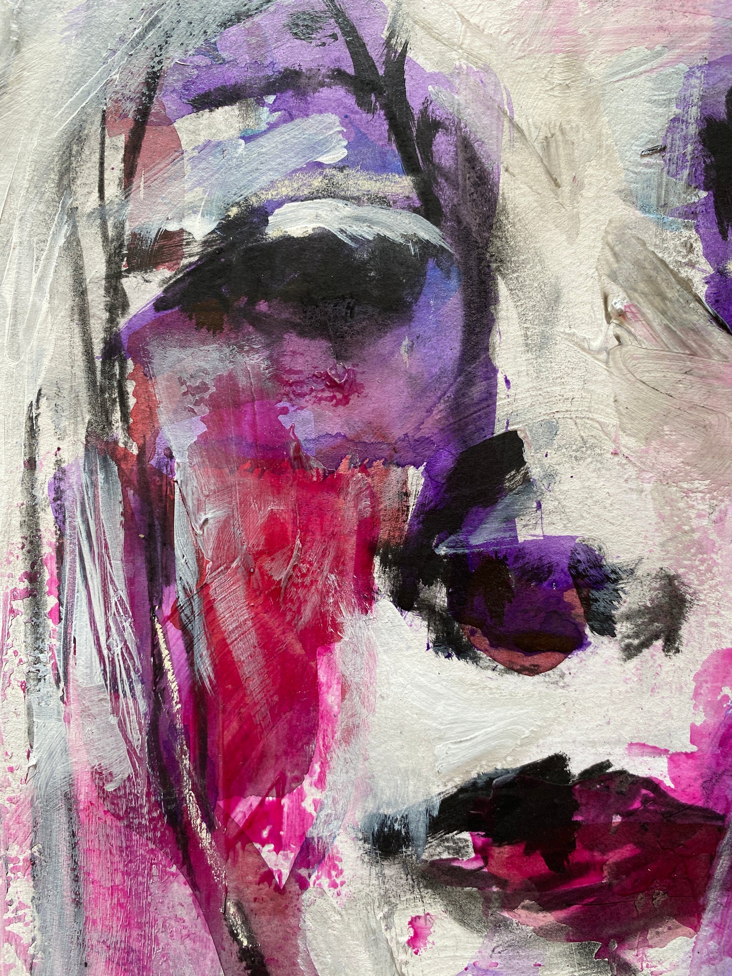 'the gaze I' mounted original mixed media painting