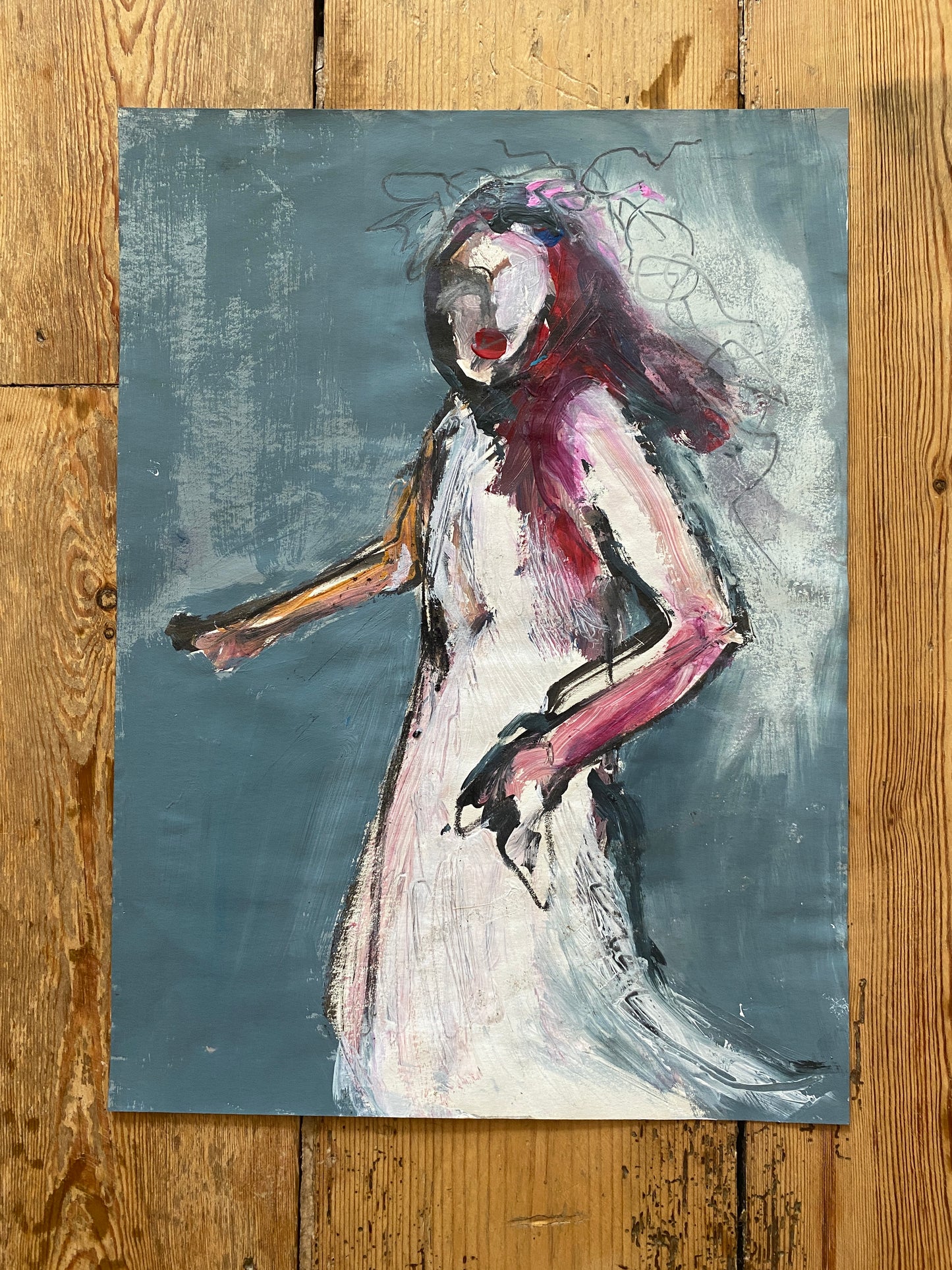 'lips' mixed media original mounted or framed
