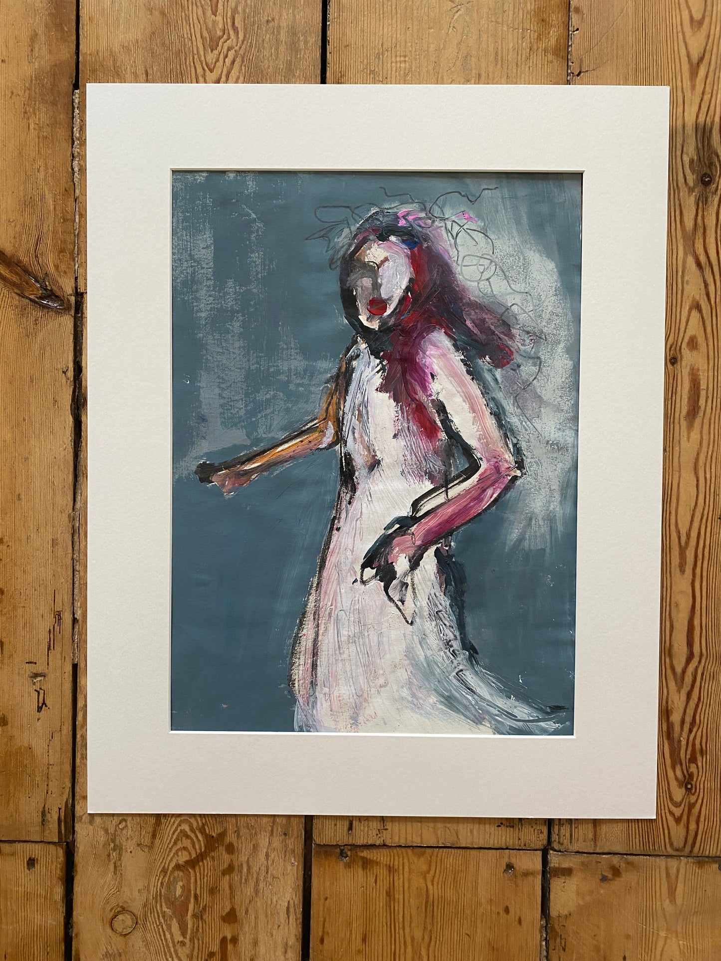 'lips' mixed media original mounted or framed