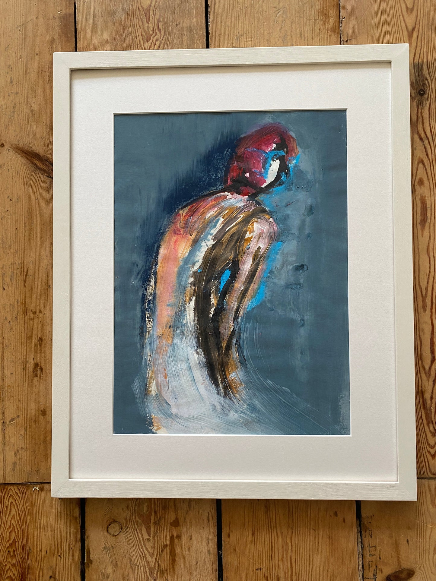 'don't look back' original mixed media painting framed