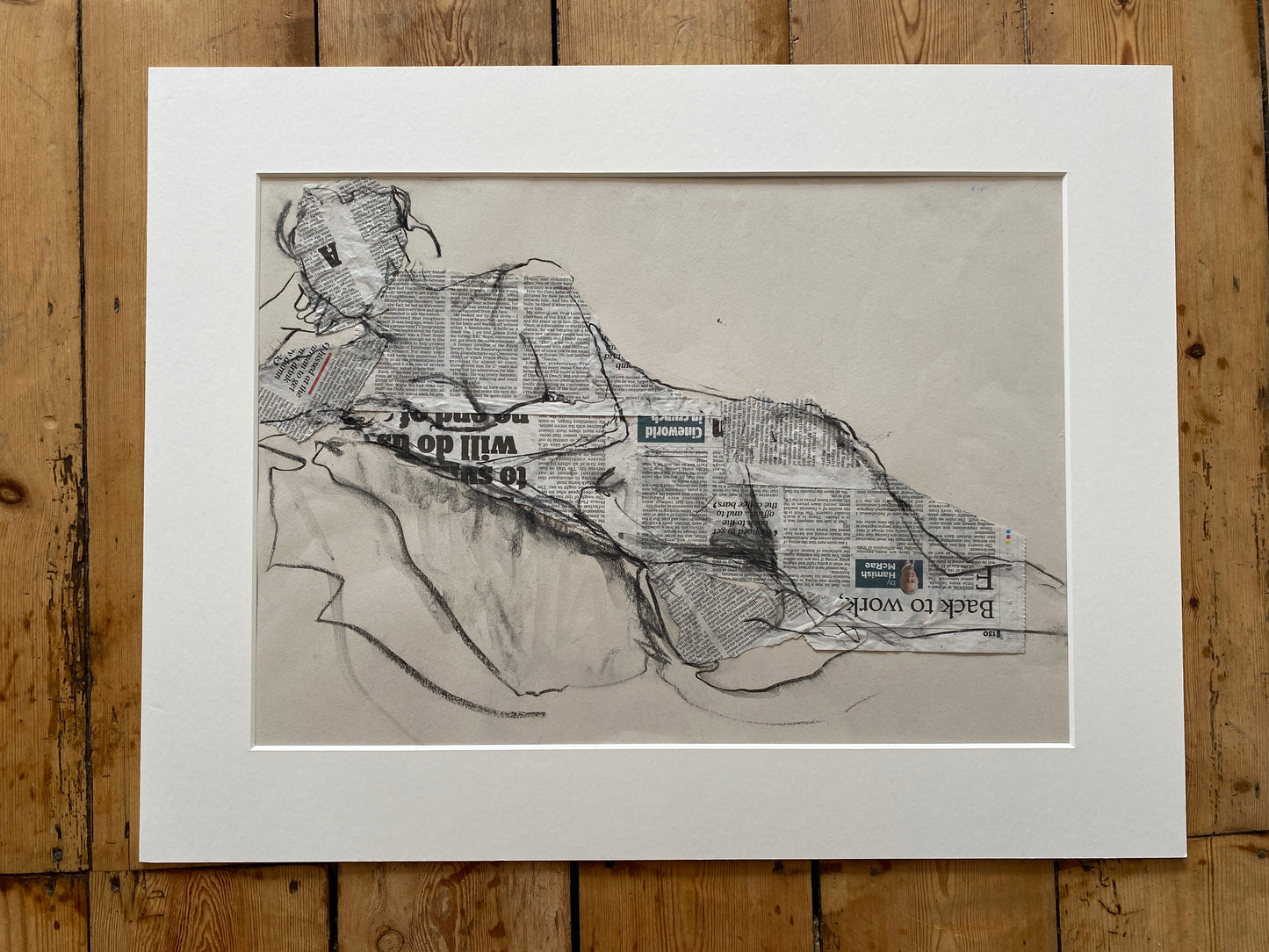 'no work for me' mixed media drawing original