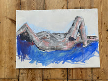 Load image into Gallery viewer, 'didn't slow the nightmares' mixed media drawing