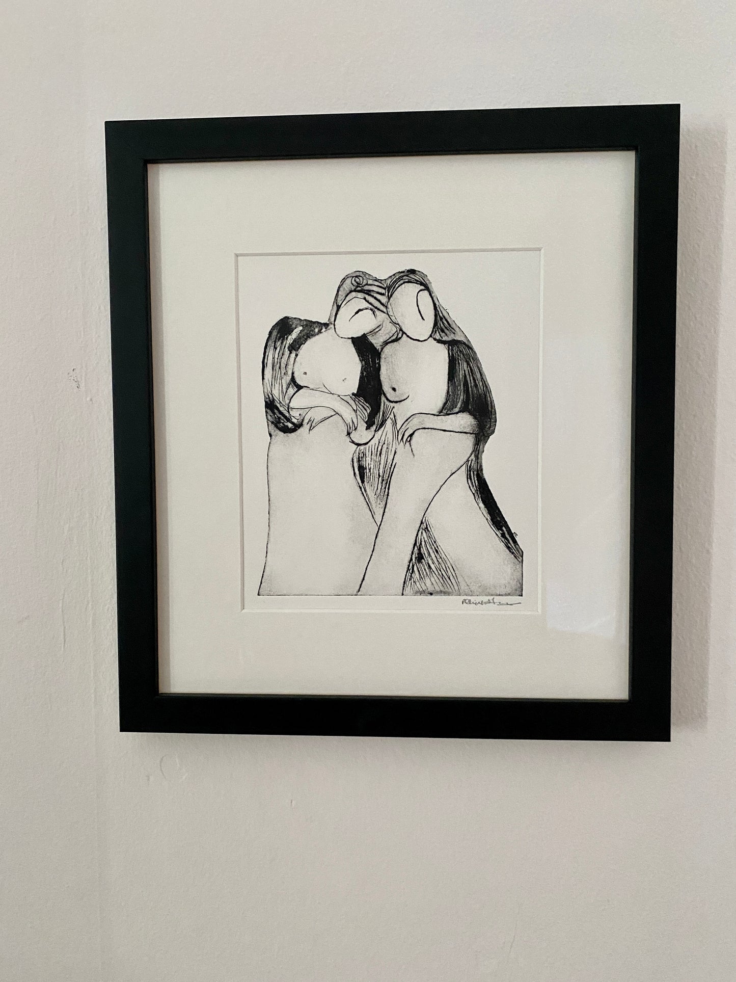 'sisters' original drypoint print