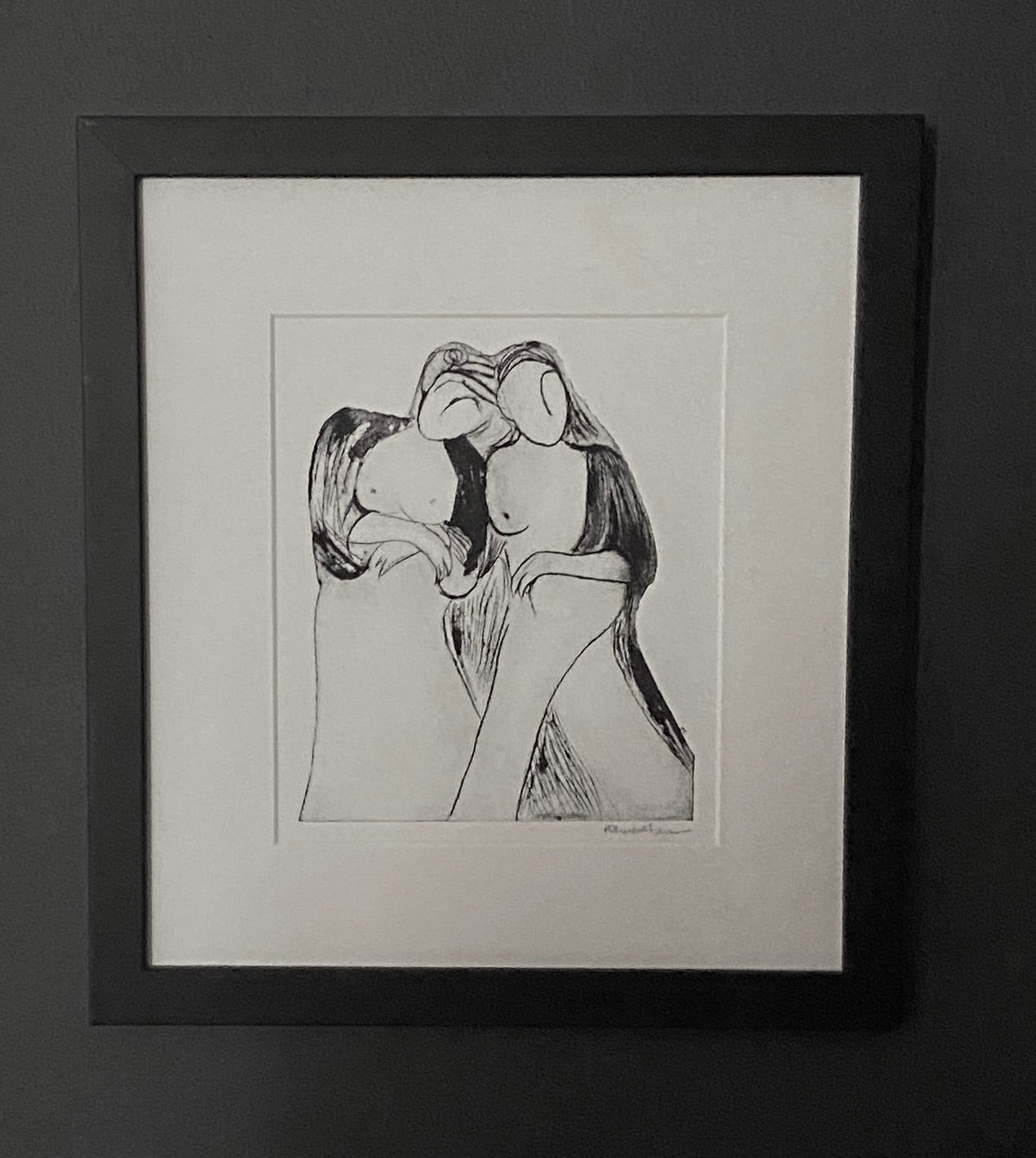 'sisters' original drypoint print