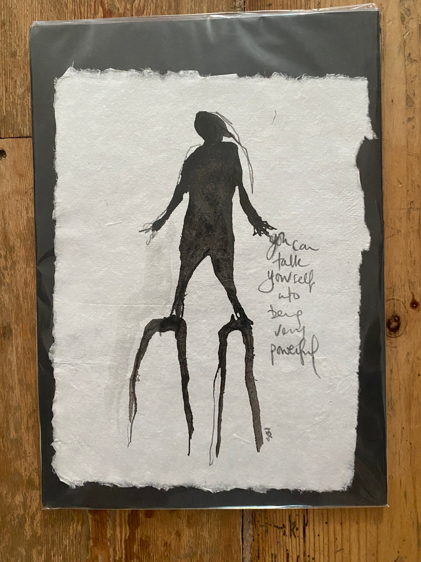 'you can talk yourself into being very powerful' ink painting original