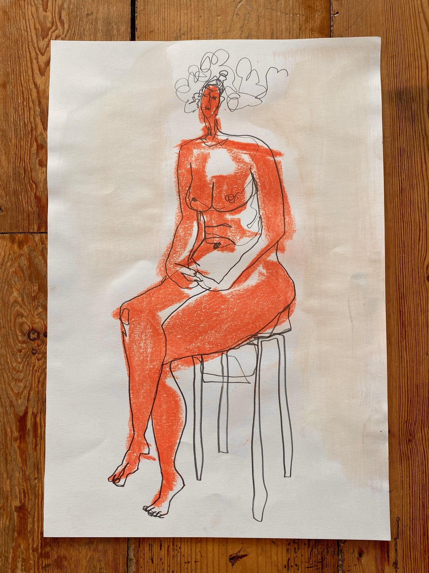 'orange lady' original mixed media painting
