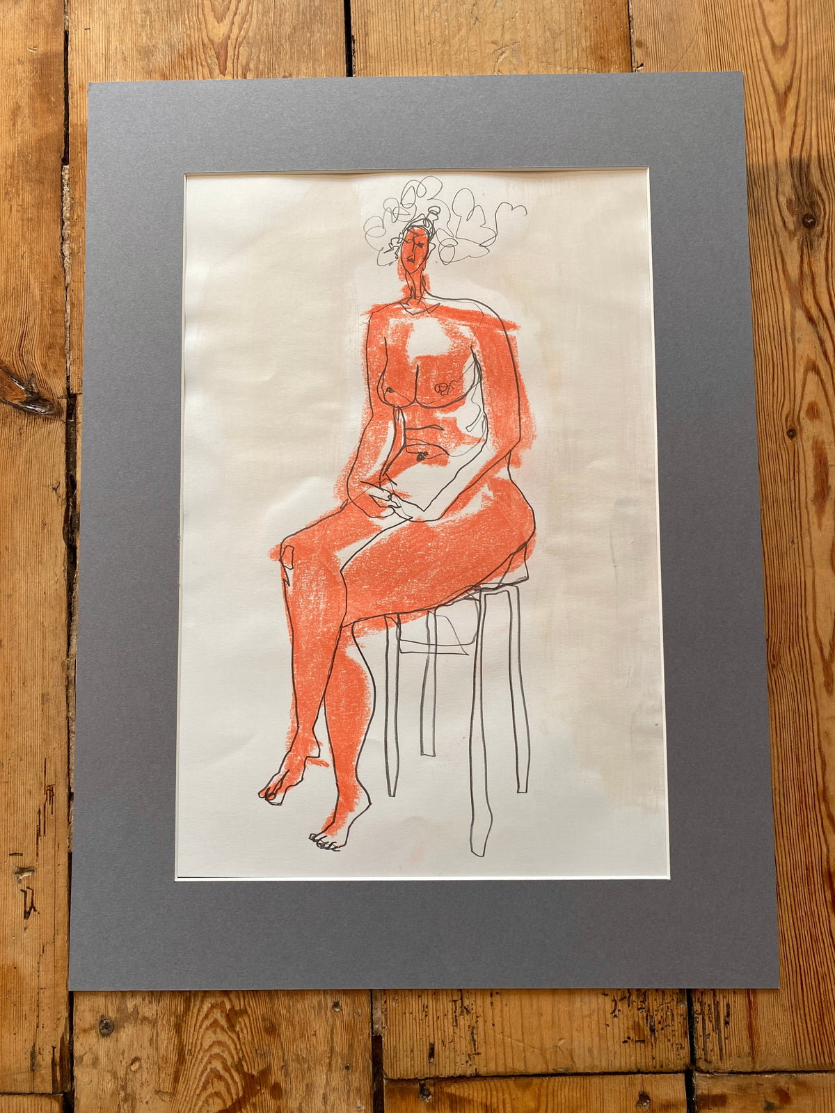 'orange lady' original mixed media painting