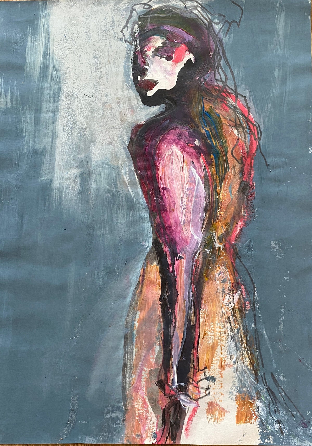 'inner confidence' mixed media painting framed
