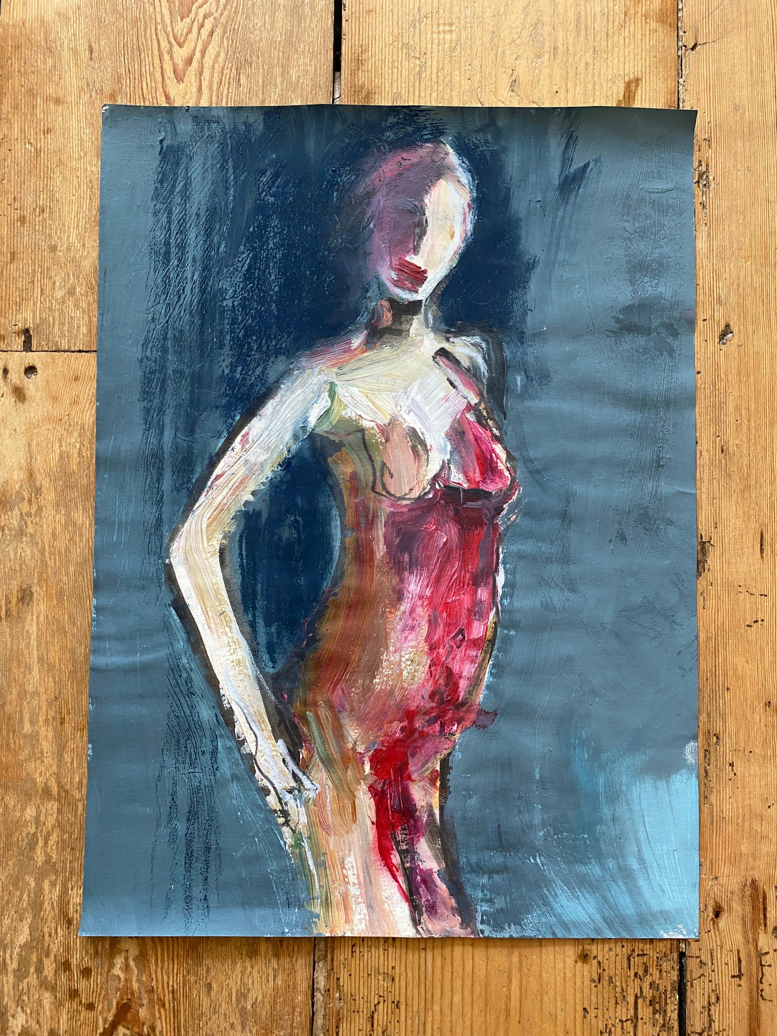 'expect' mixed media original painting framed