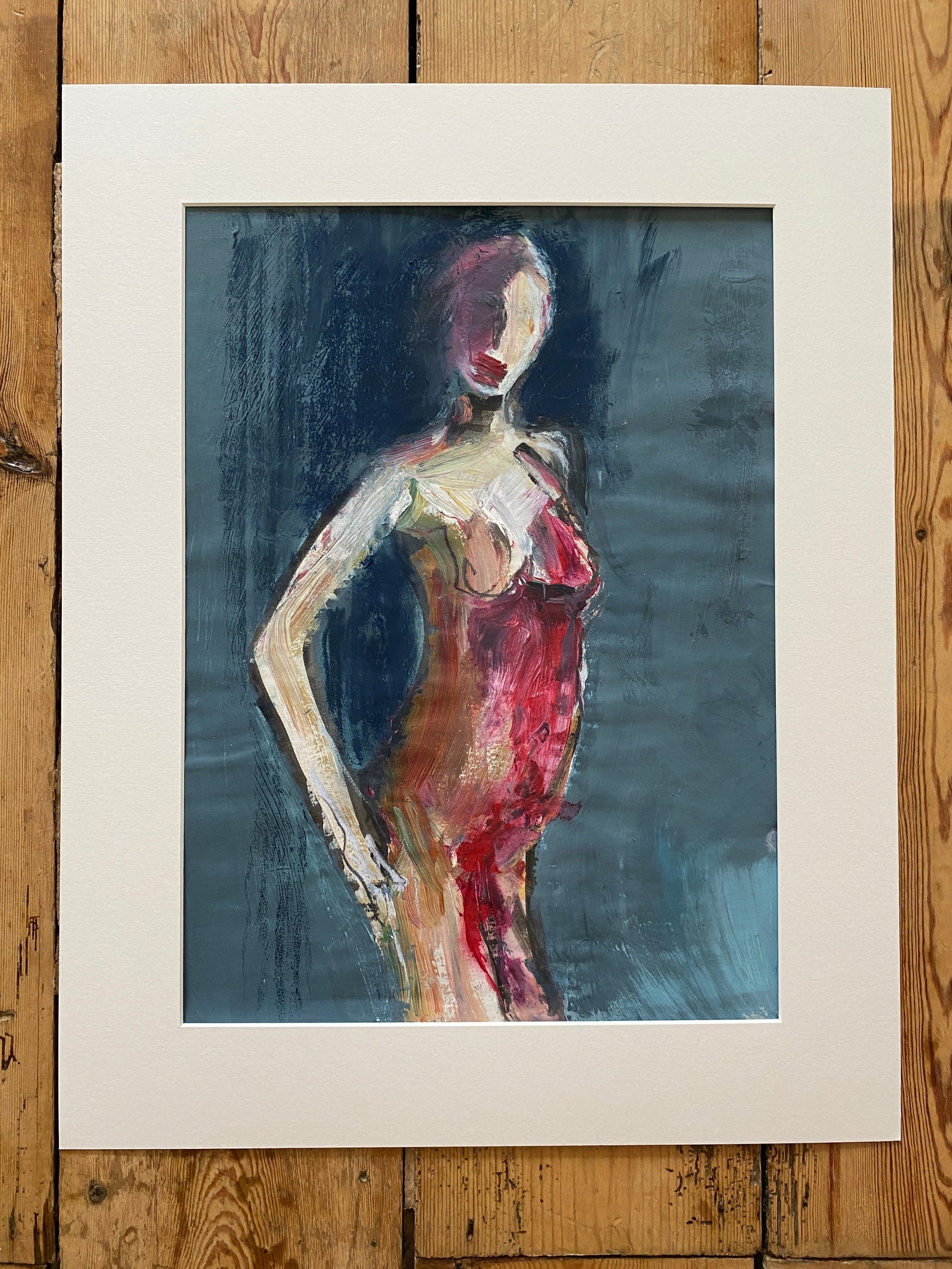 'expect' mixed media original painting framed