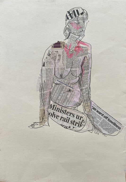 'loneliness' mixed media drawing
