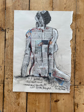 Load image into Gallery viewer, &#39;stretching her neck&#39; mixed media drawing on paper
