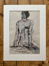 Load image into Gallery viewer, &#39;stretching her neck&#39; mixed media drawing on paper
