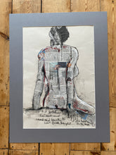 Load image into Gallery viewer, &#39;stretching her neck&#39; mixed media drawing on paper
