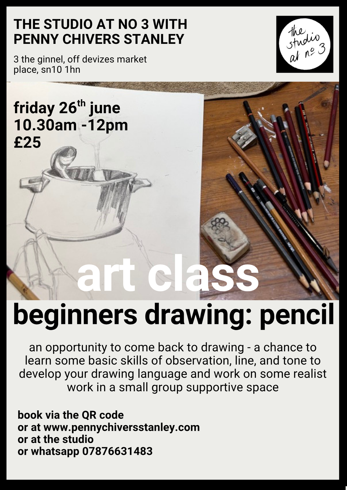 beginners drawing class with pencil